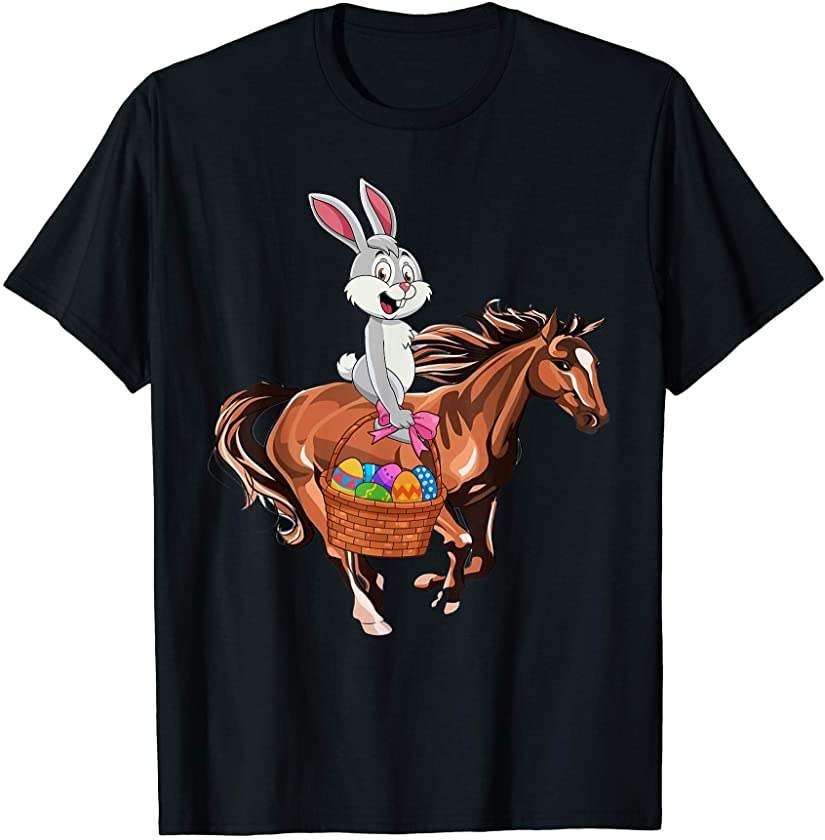 Cute Bunny Riding Horse Happy Easter Horse Lover Gifts T-Shirt