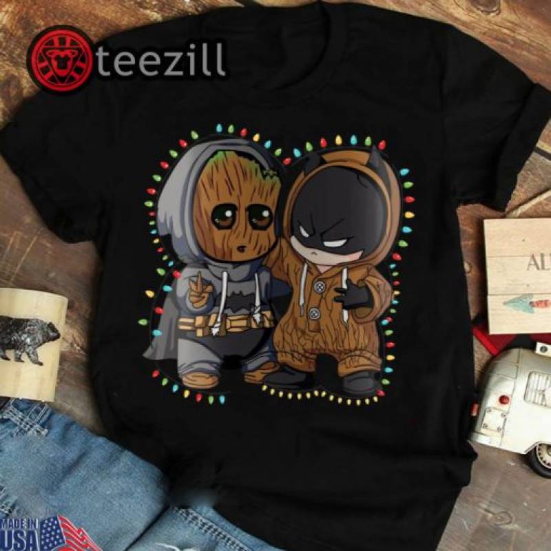 Baby Groot Batman lights Christmas Tshirts