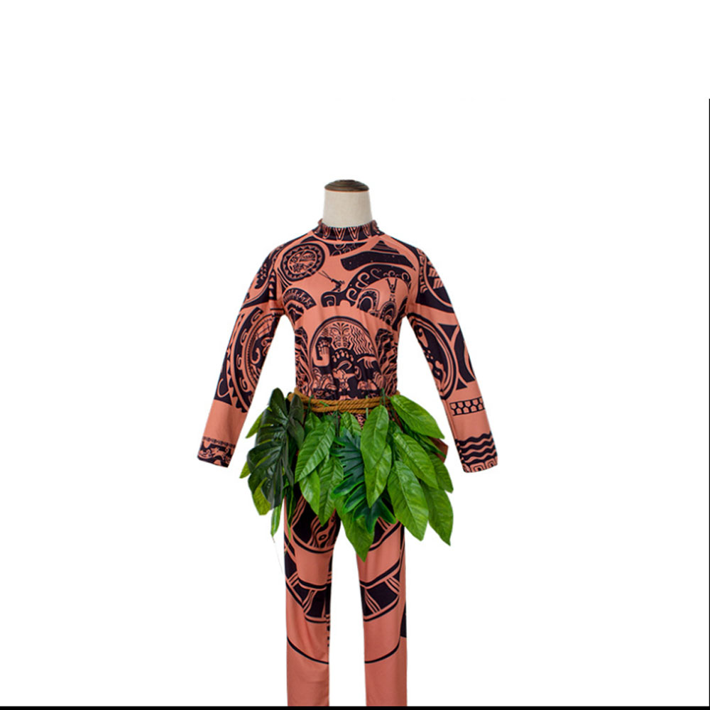 3PCS Moana Maui Tattoo T Shirt+Pants+Skirts Halloween Adult Mens Cosplay Costume Novelty father and son Cosplay Costume alx