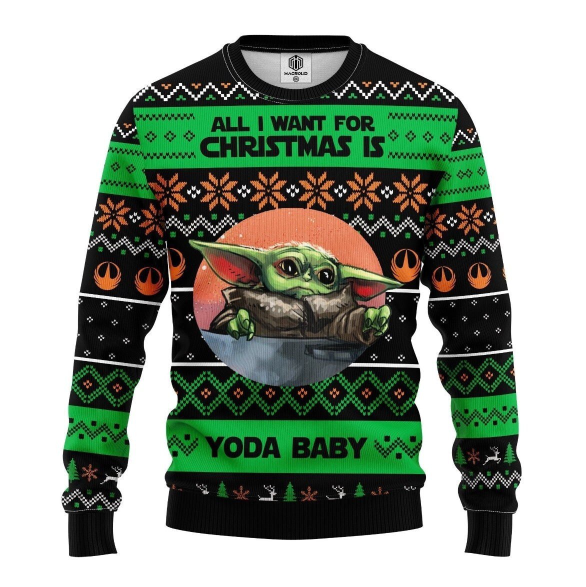 Yoda Ugly Knitted Christmas Sweatshirt, Yoda Xmas Sweater, Christmas Sweater 2023, Ugly Christmas Sweater 2023