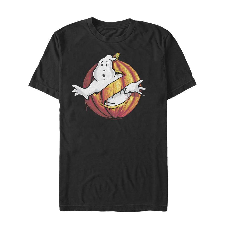 Ghostbusters Men’s Halloween Pumpkin Logo  T Shirt Black