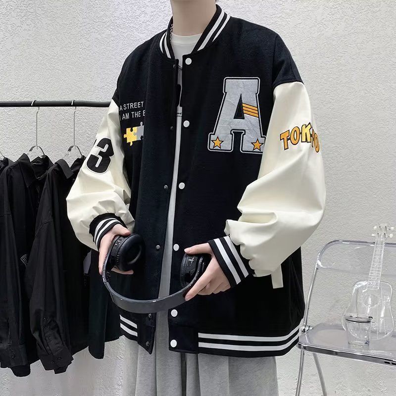 2022 Winter New Fashion Baseball Uniform Jacket Men Korean Version Trend Stitching Loose Hooded Cardigan Sweater Men alx