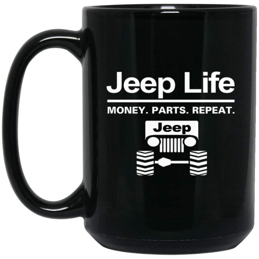 Jeep Life – Money Parts Repeat BM15OZ 15 oz. Black Mug