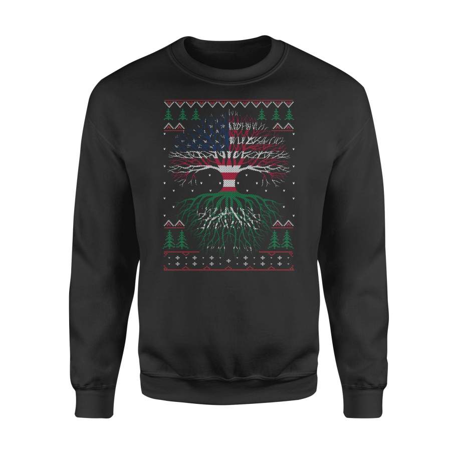 YOLOstuff Saudi-Arabian Roots American US Grown Flag Ugly Christmas – Standard Fleece Sweatshirt