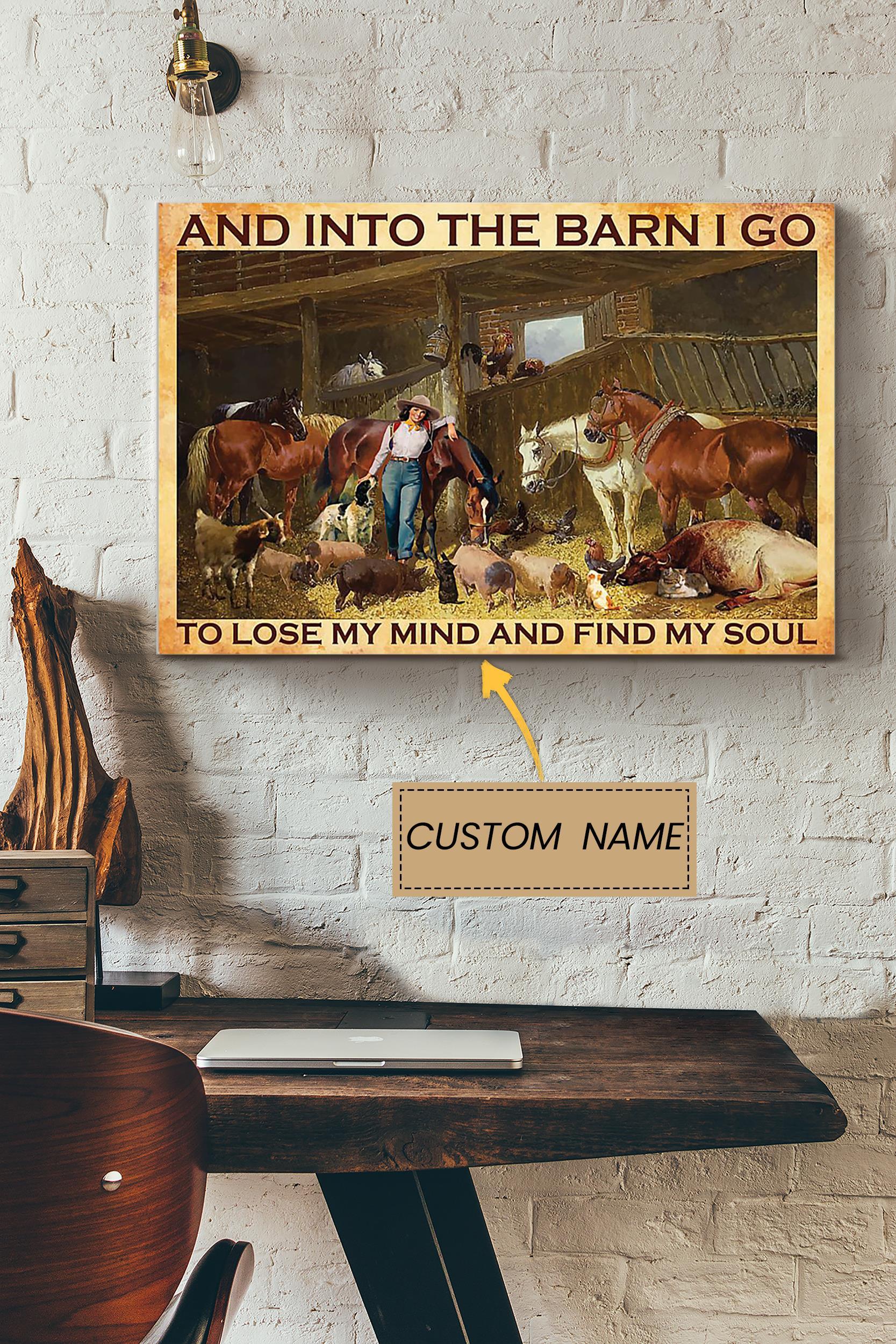 And Into The Barn I Go Poster – Animal Wall Art – Gift For Horse Lover Horse Rider Cowgirl Farmhouse Decor Poster