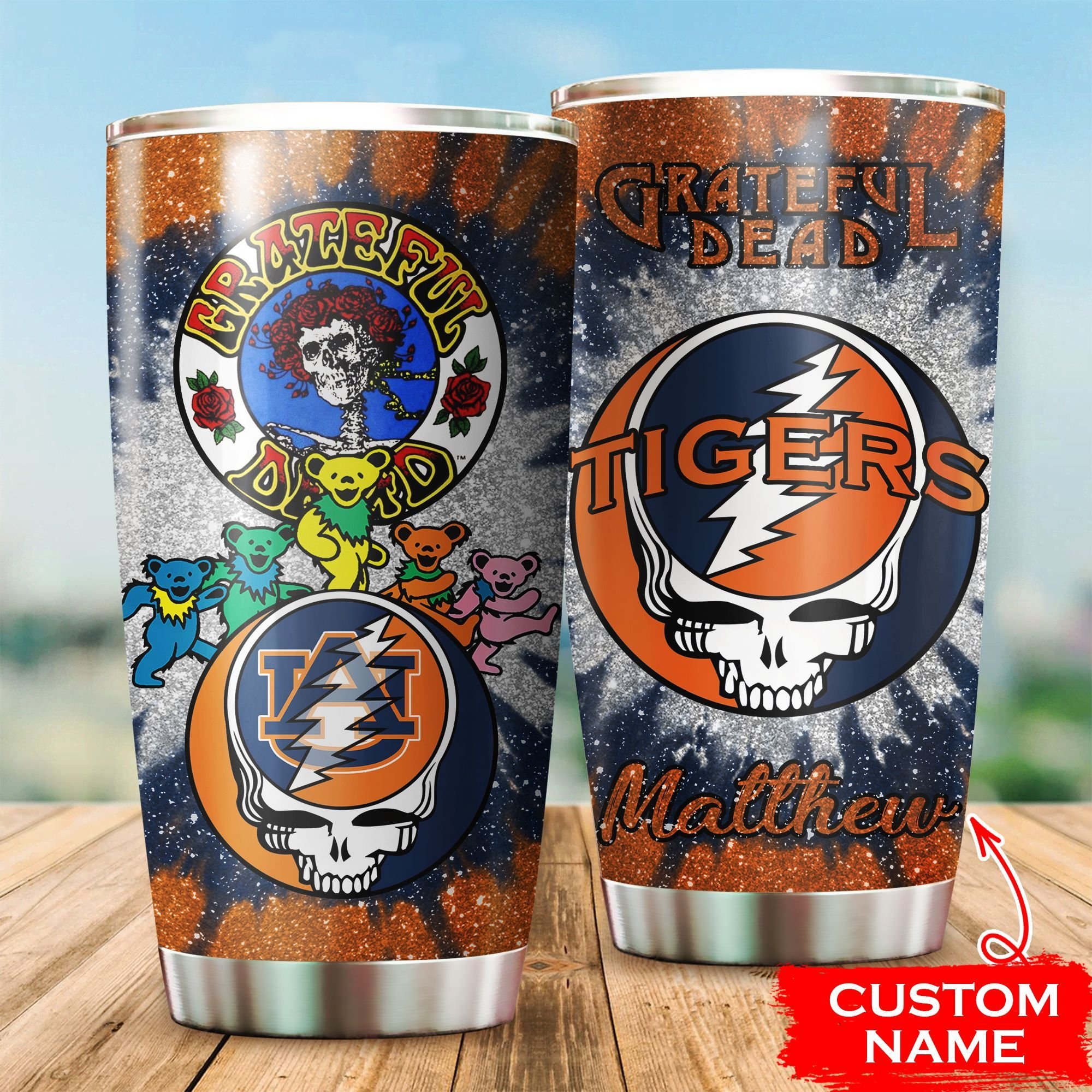 Buy Auburn Tigers Grateful Dead Custom Name Tumbler