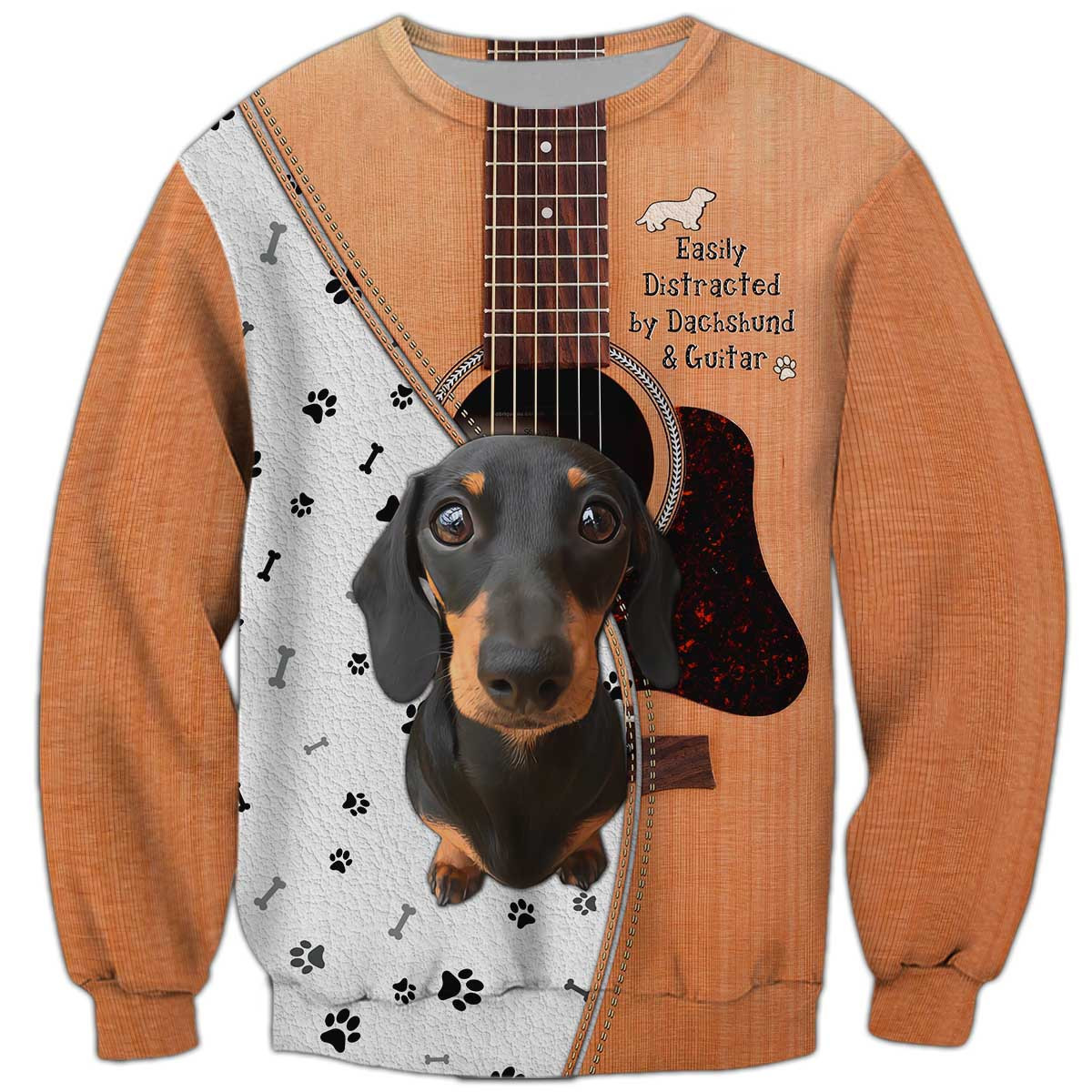 Dachshund And Guitar Sweatshirt, Dachshund Sweatshirt, Dog Sweatshirt For Humans