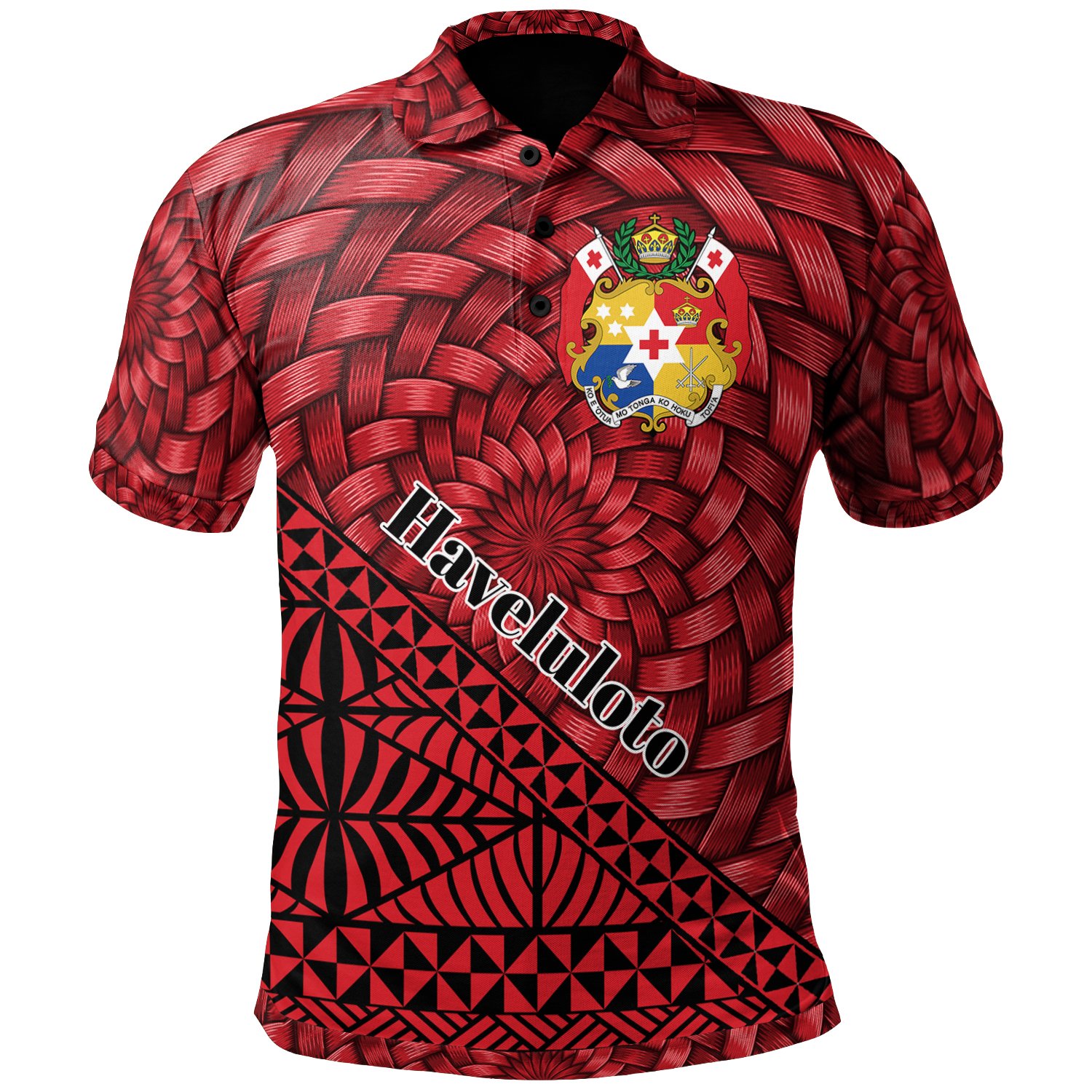 Tonga Polo Shirt - Haveluloto Tapa Patterns With Bamboo - BN01