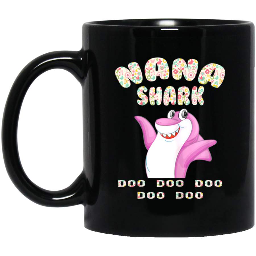 Womens Nana Shark Doo Doo Mothers Day Gift Idea For Wife Black Mug