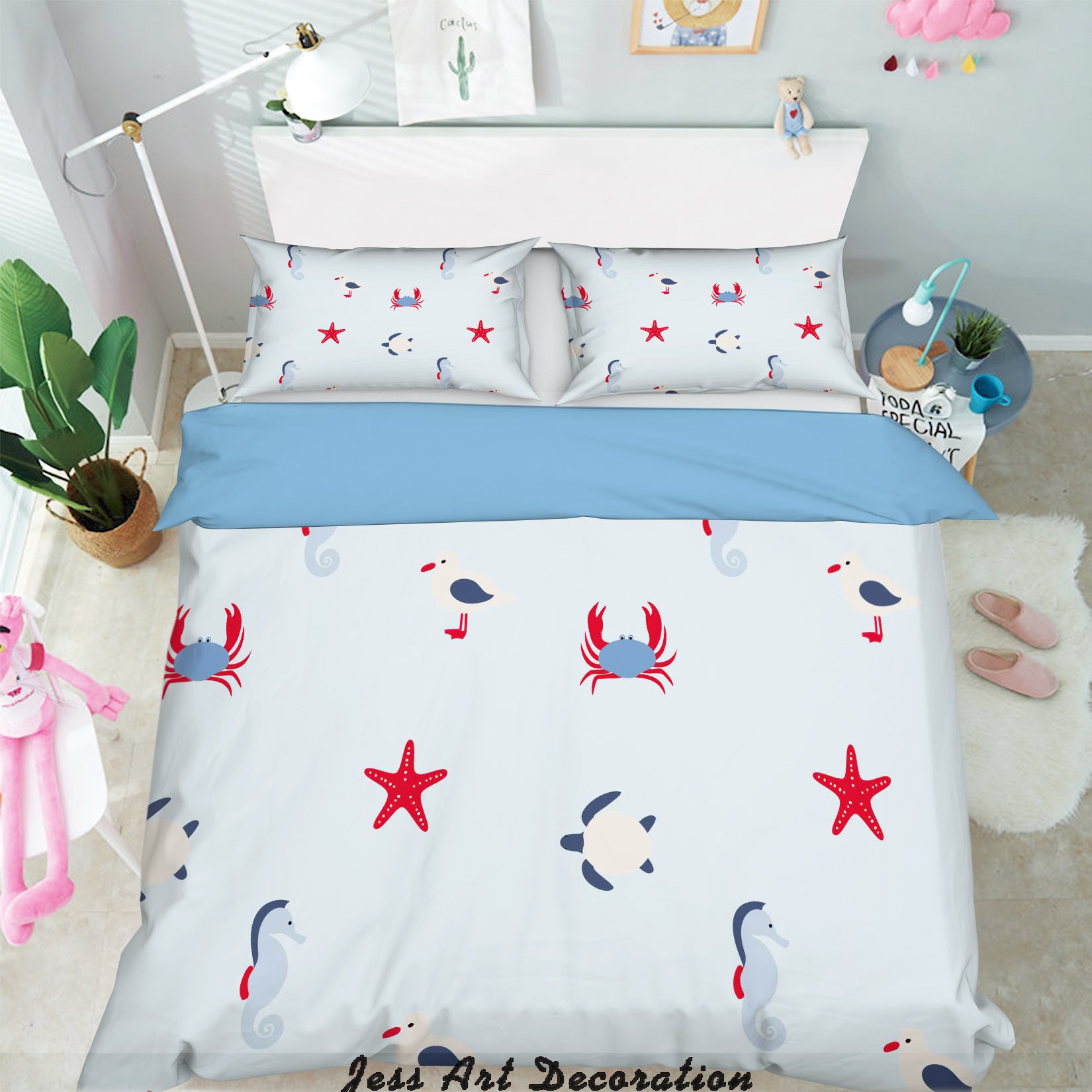 3D Color Cartoon Marine Animal Quilt Cover Set Bedding Set Pillowcases  247