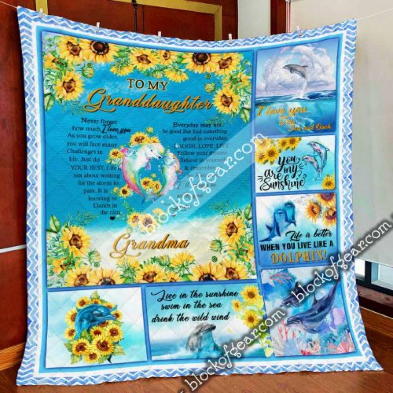 Grandma To Granddaughter – I Love You – Dolphin Quilt Blanket SLB50