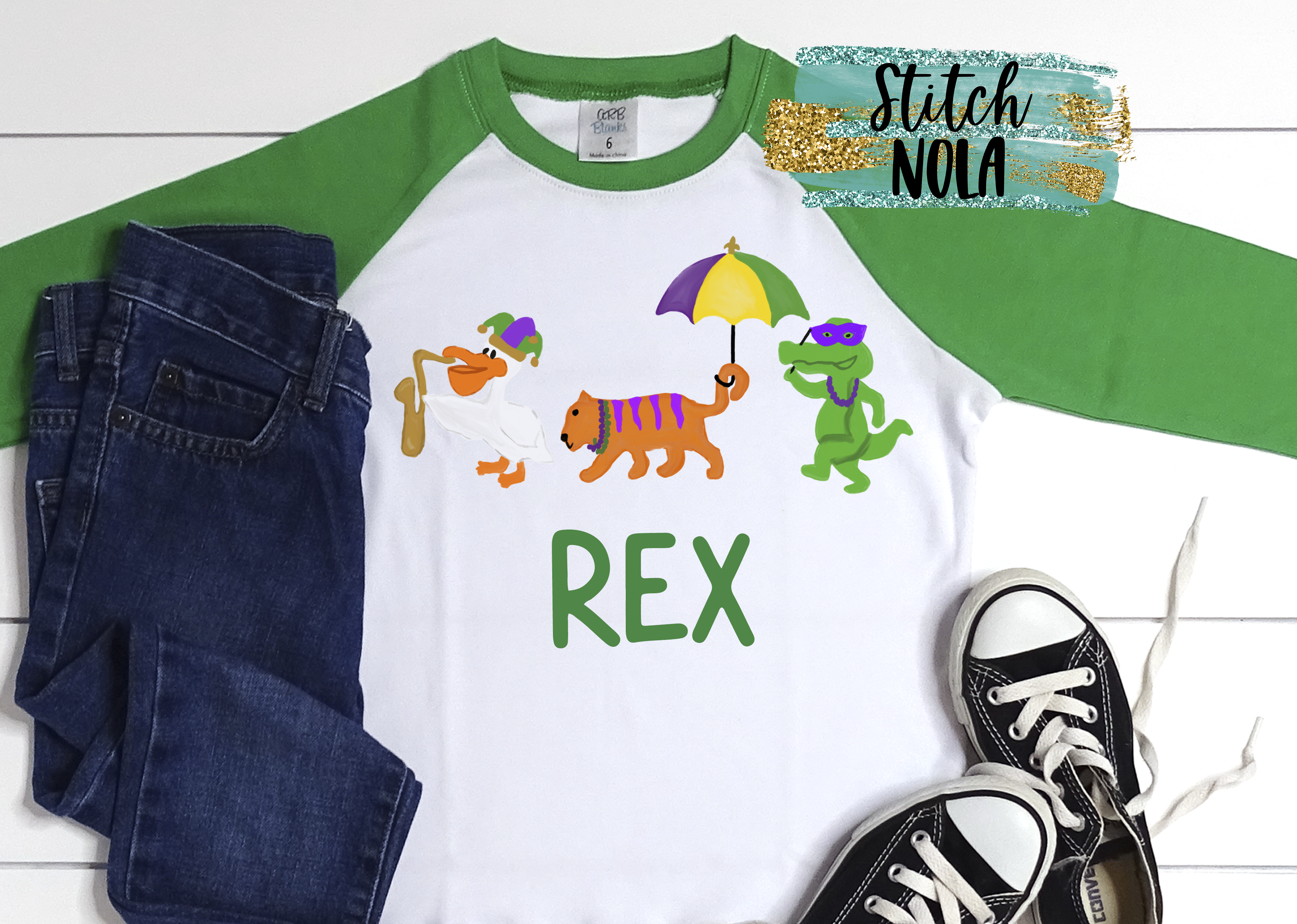 Personalized Mardi Gras Animal Parade Printed Shirt