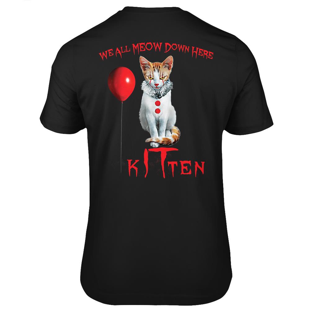 We All Meow Down Here Clown Cat Kitten T Shirts Print On Back