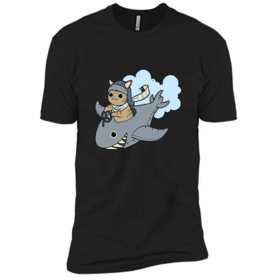 Cat Shark Plane Adorable Pilot Tee Next Level Premium Short Sleeve Tee