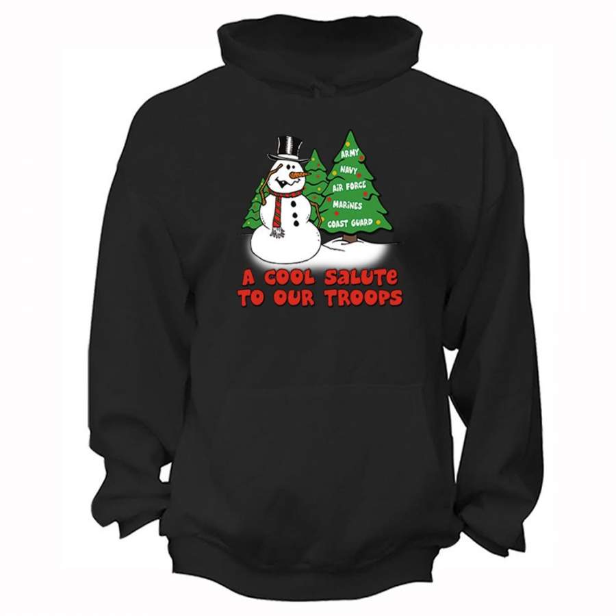 XtraFly Apparel Men’s Snowman Salute Our Troops Army Military Ugly Christmas Hooded-Sweatshirt Pullover Hoodie