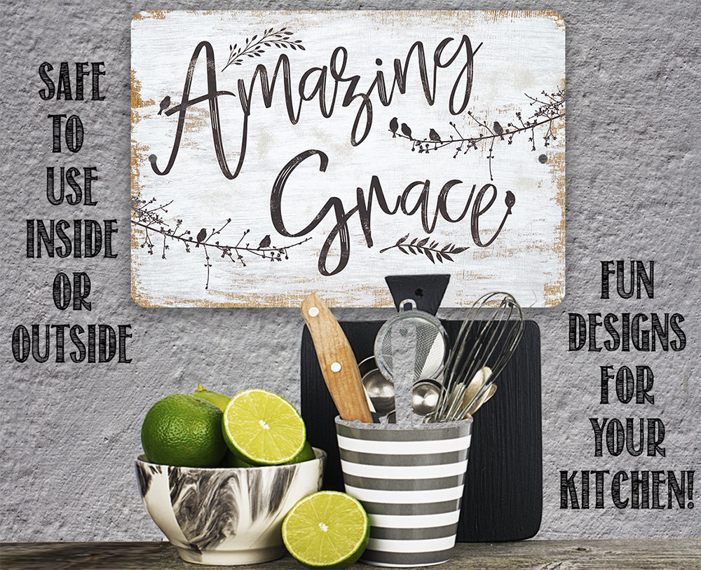 Amazing Grace – Metal Sign – Choose 8″x12″ or 12″x18″ Use Indoor/Outdoor – Makes a Great Religious Housewarming Gift