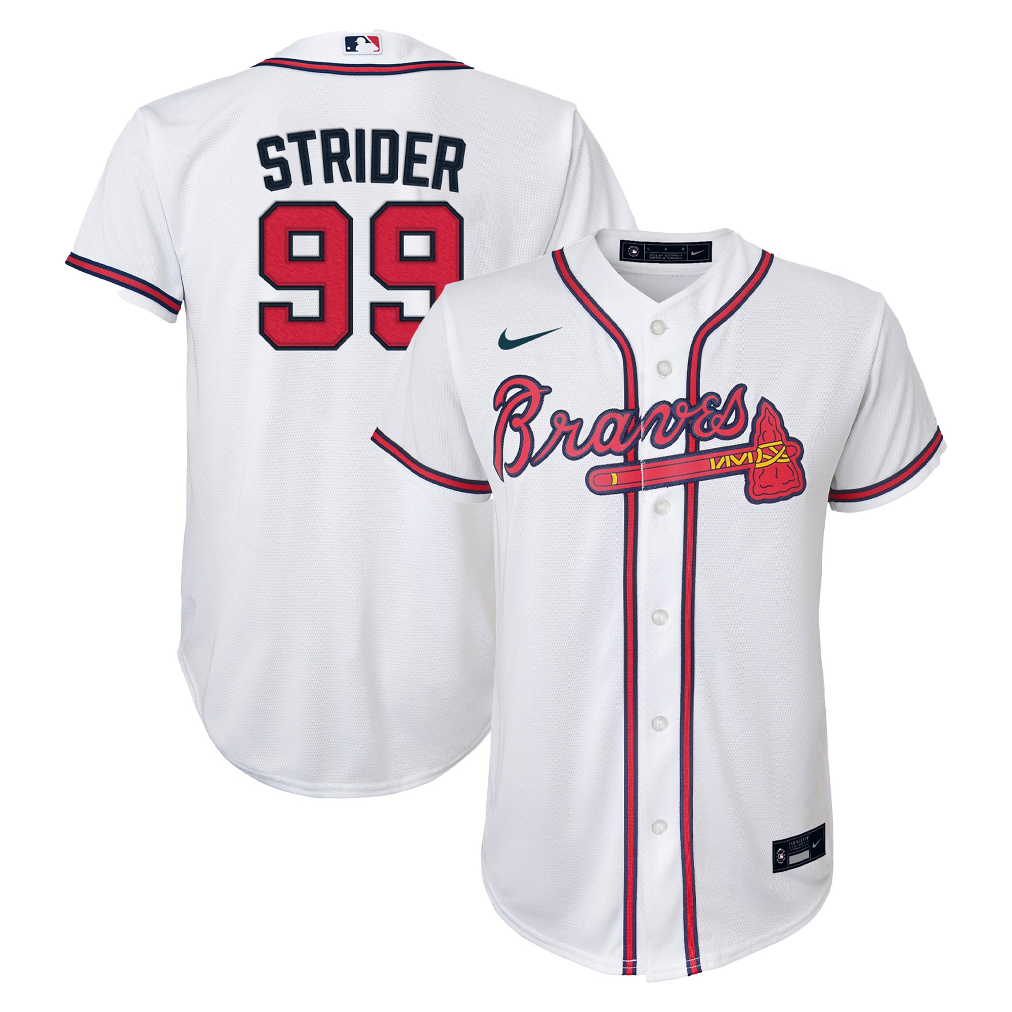 Spencer Strider Atlanta Braves Youth Home Replica Player Jersey – White