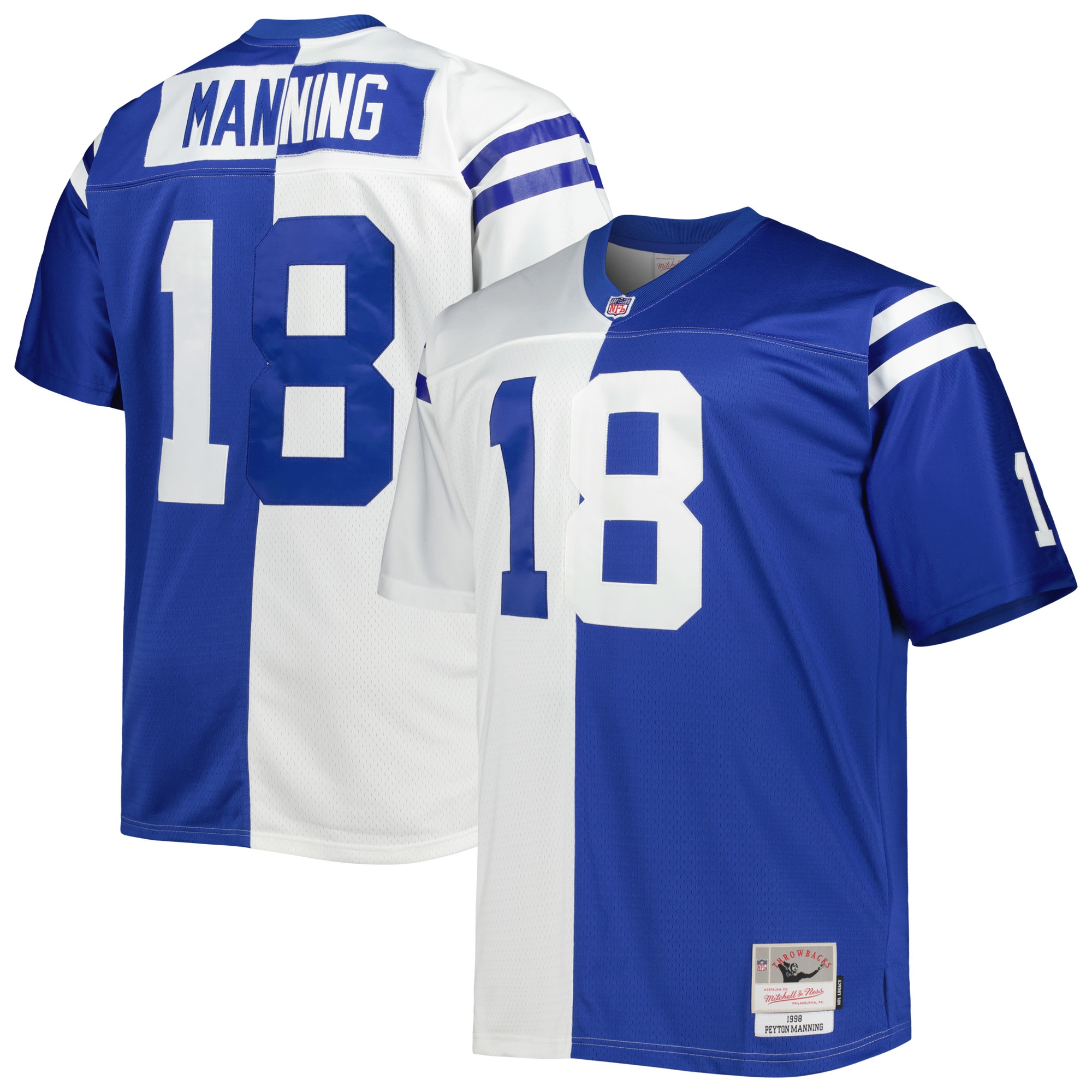 Peyton Manning Indianapolis Colts Mitchell & Ness Big & Tall Split Legacy Retired Player Replica Jersey – White/Royal