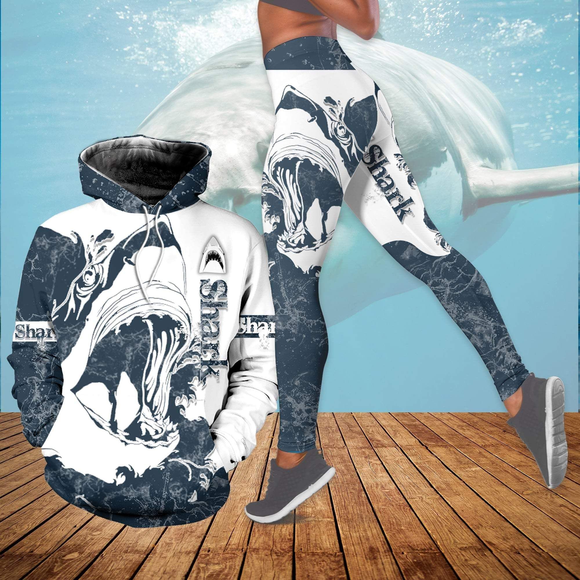 Amazing Shark in Ocean 3D Hoodie – Leggings #DH