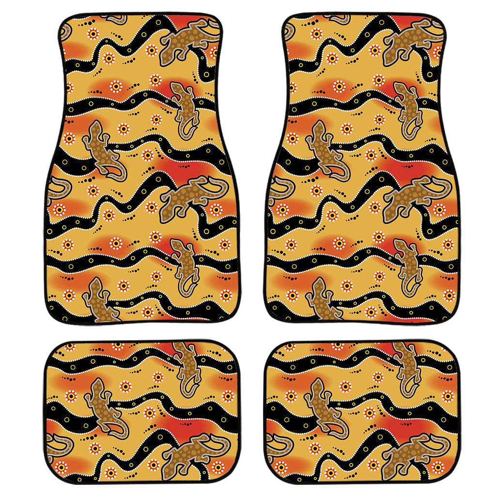 Aboriginal Lizard Pattern Print Front And Back Car Floor Mats, Front Car Mat