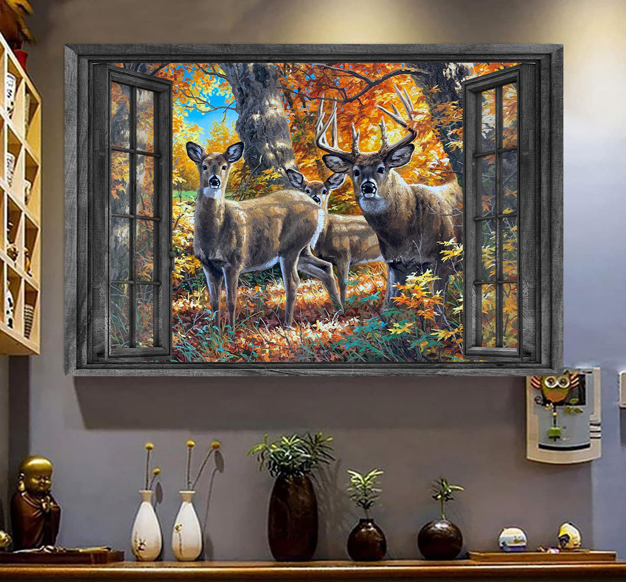 Whitetail Deer 3D Wall Art Painting Hunting Lover Home Decoration Gift Idea Easter Gift Father Day