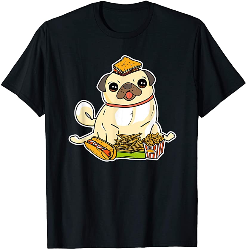 Cute & Funny Pug Puppy Dog Food Addict T-Shirt