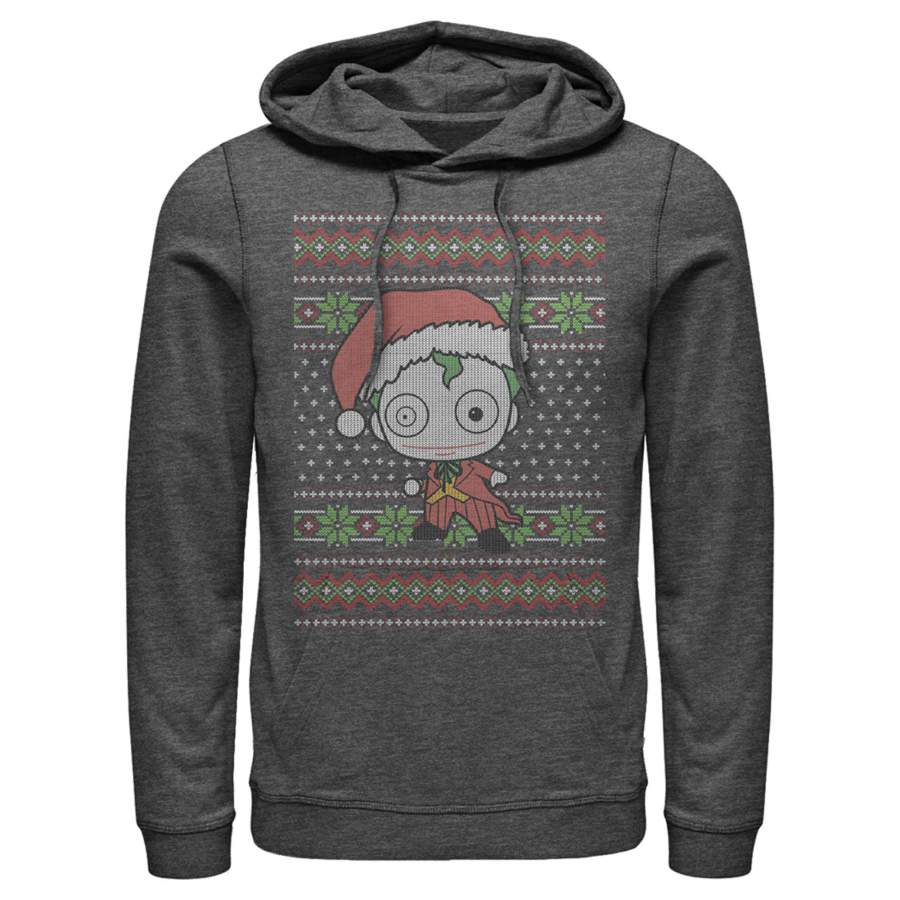 Batman Men’s Ugly Christmas Chibi Joker  Lightweight Hoodie