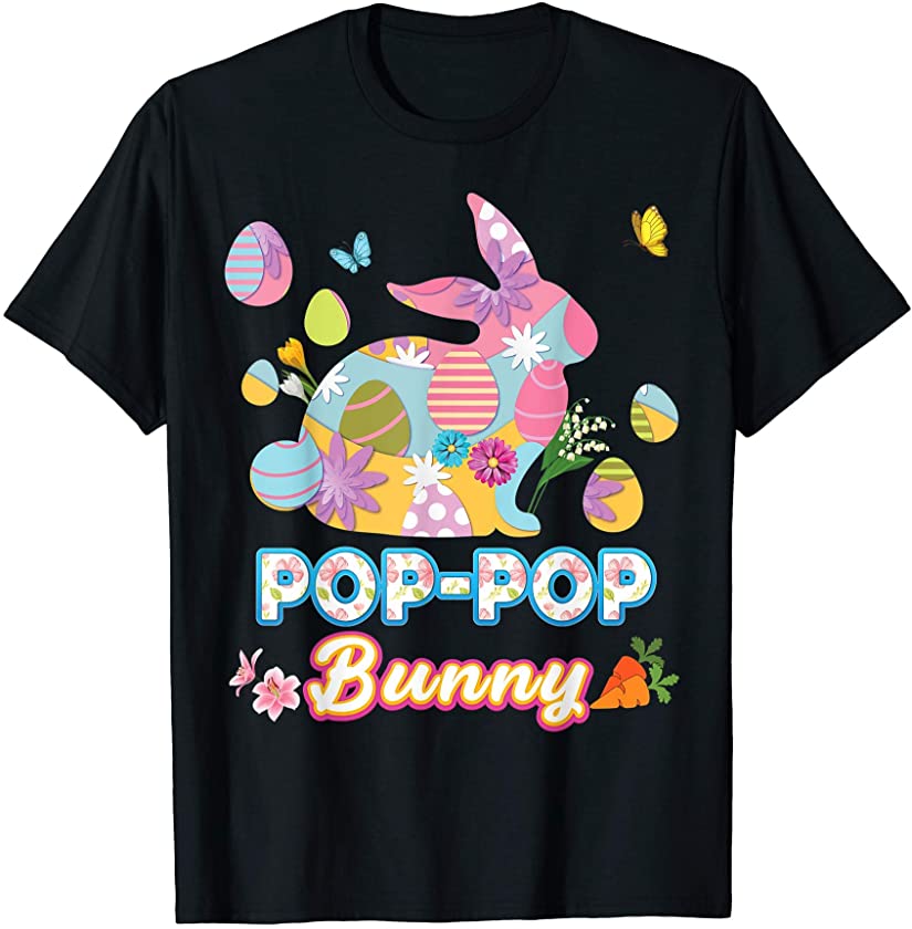 Pop-pop Bunny Cute Easter Eggs Family Matching Egg Hunt Day T-Shirt