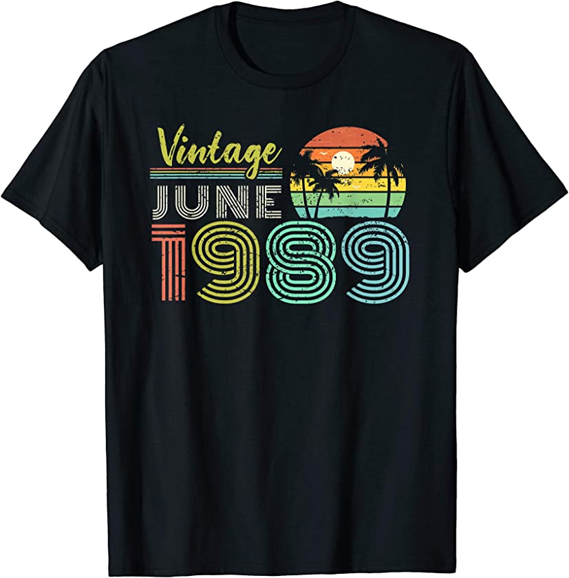 30th Birthday Gift Vintage June 1989 Thirty Years Old T-Shirt