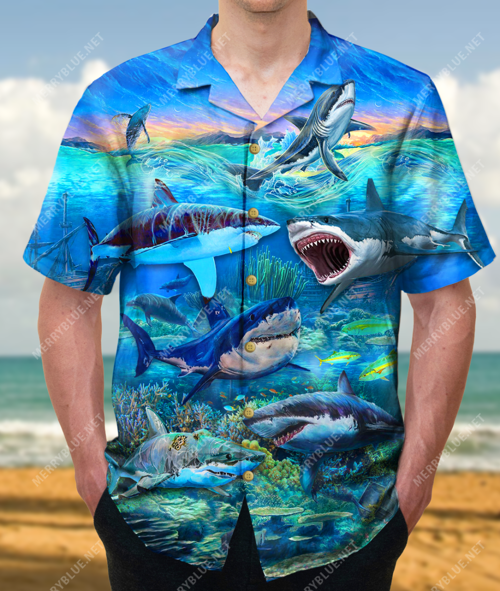 Just A Simple Guy Swimming In The Sea Of Sharks Unisex Hawaii Shirt Ha7140