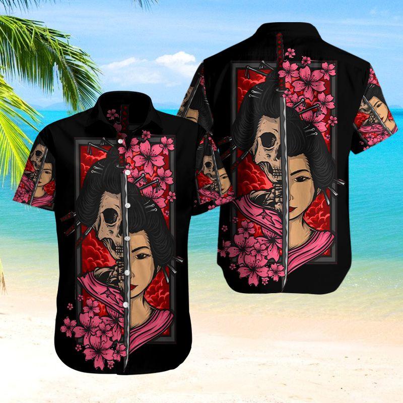 Samurai Skull Geisha Hawaii Shirt 09359