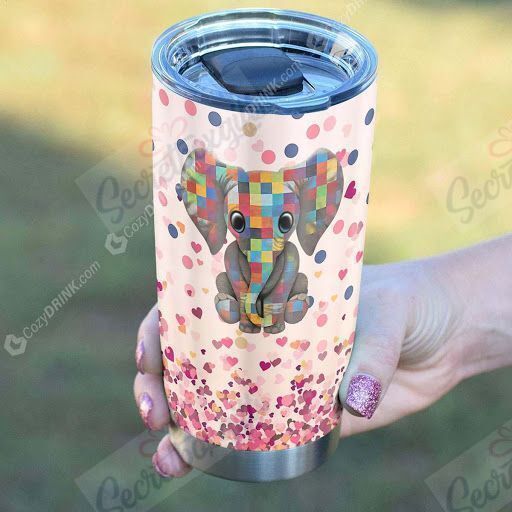 Personalized Colorful Elephant Gs-Cl-Ml0104 Stainless Steel Tumbler Customize Name, Text, Number