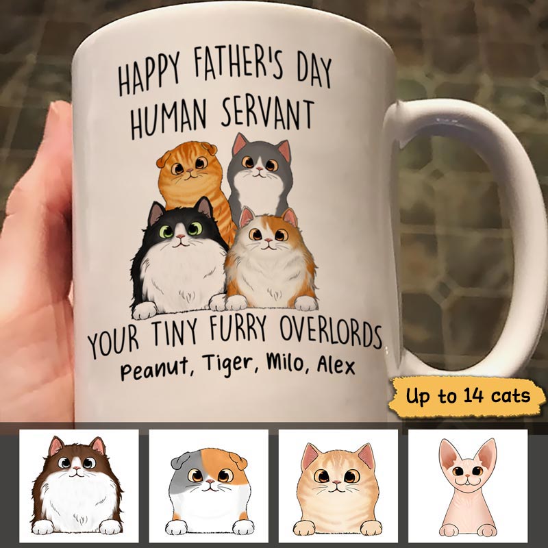 Happy Father‘S Day Human Servant Gift For Cat Dad Personalized Mug