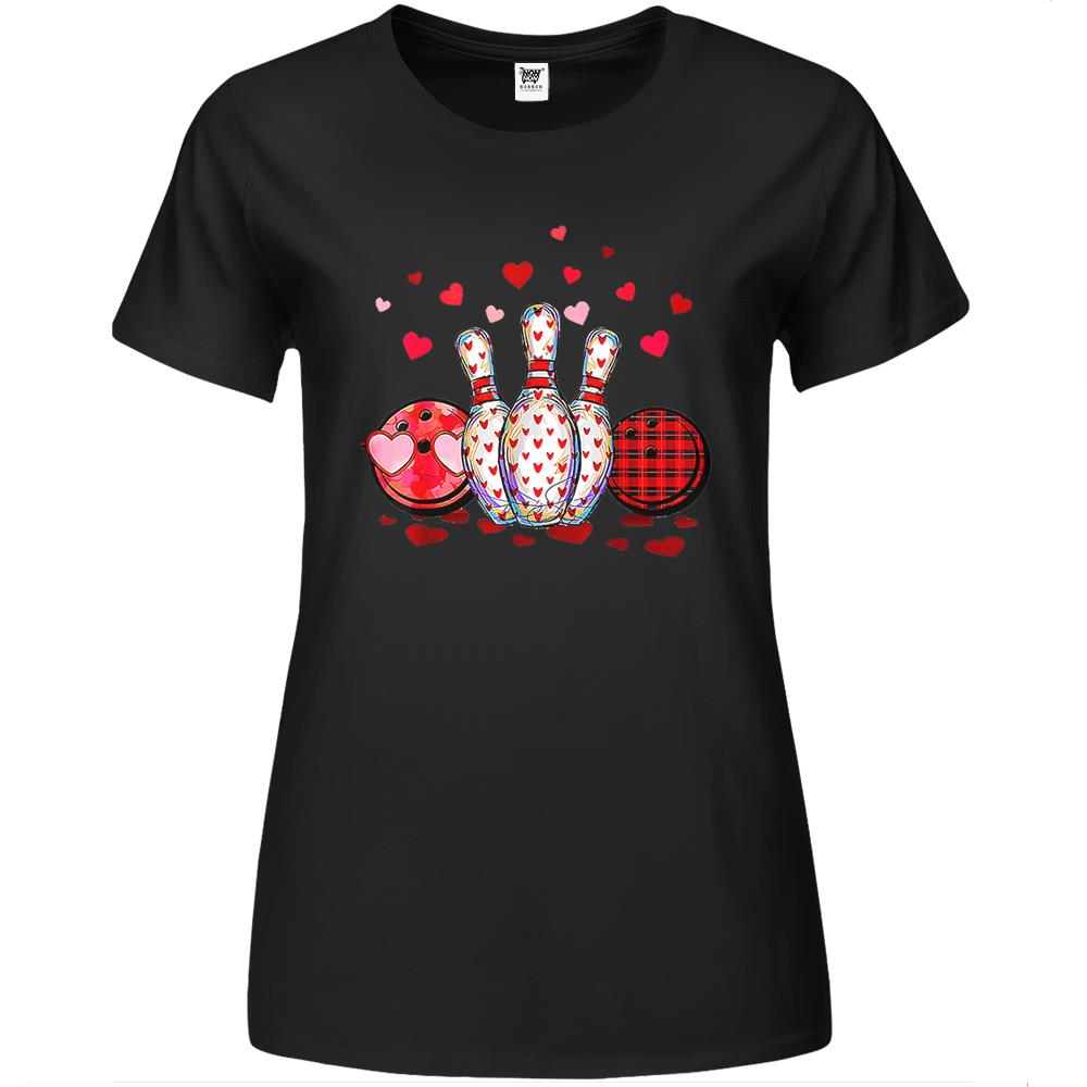 Buffalo Plaid Red Bowling Gnome Christmas Valentine Family Premium Womens T Shirts