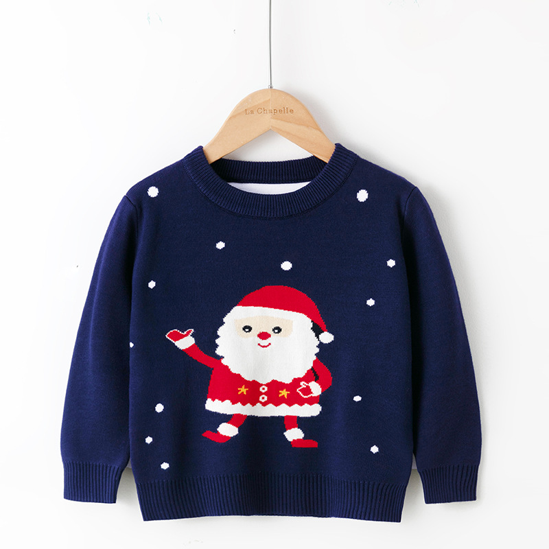 2-6 Years Kids Knitted Sweaters Christmas Cartoon Sweaters Boys Girls Winter Warm Knitwear Baby Cotton Pullover Children Clothes alx