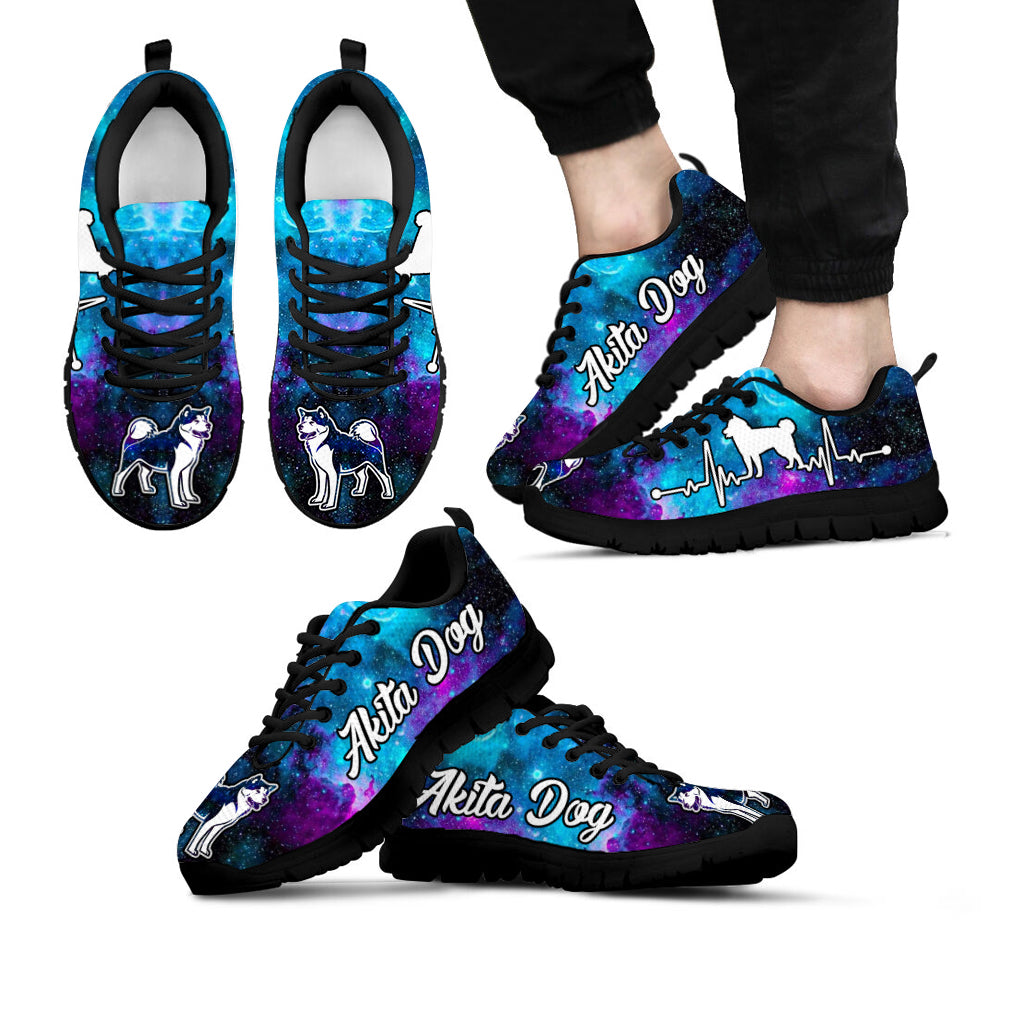 Akita Dog Lover Shoes Galaxy Heartbeat Sneaker Walking Shoes – Best Shoes For Dog Lover, Best Gift For Dog Mom