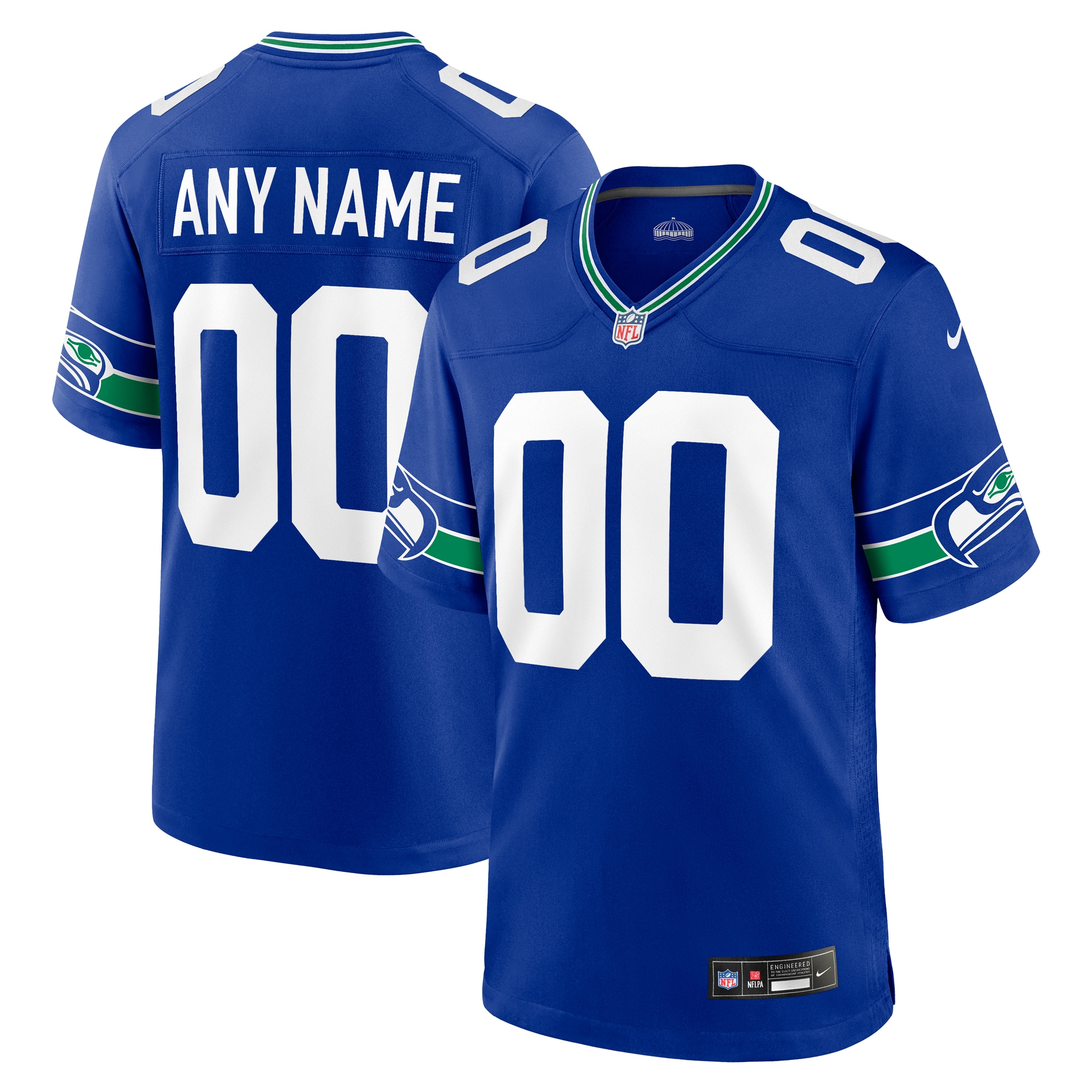 Men’s Seattle Seahawks Royal Throwback Custom Jersey