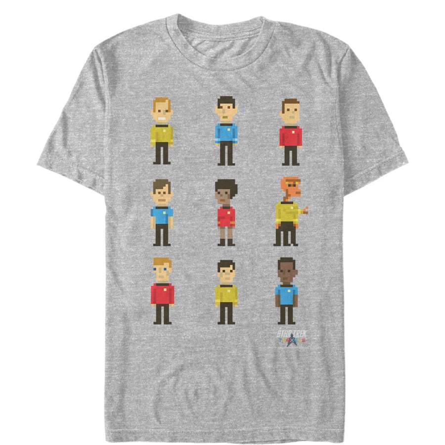 Star Trek Men’s Pixel Favorite Enterprise Crew  T Shirt