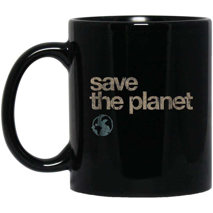 Vintage Save the Planet Shirt Save the Earth Distress Black Mug