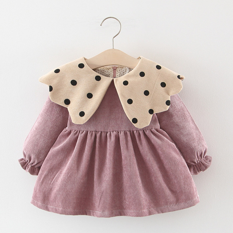 Baby girl clothes dress 0-3Y autumn and winter warm dress polka dot cute princess dress party baby newborn clothing girl clothes alx