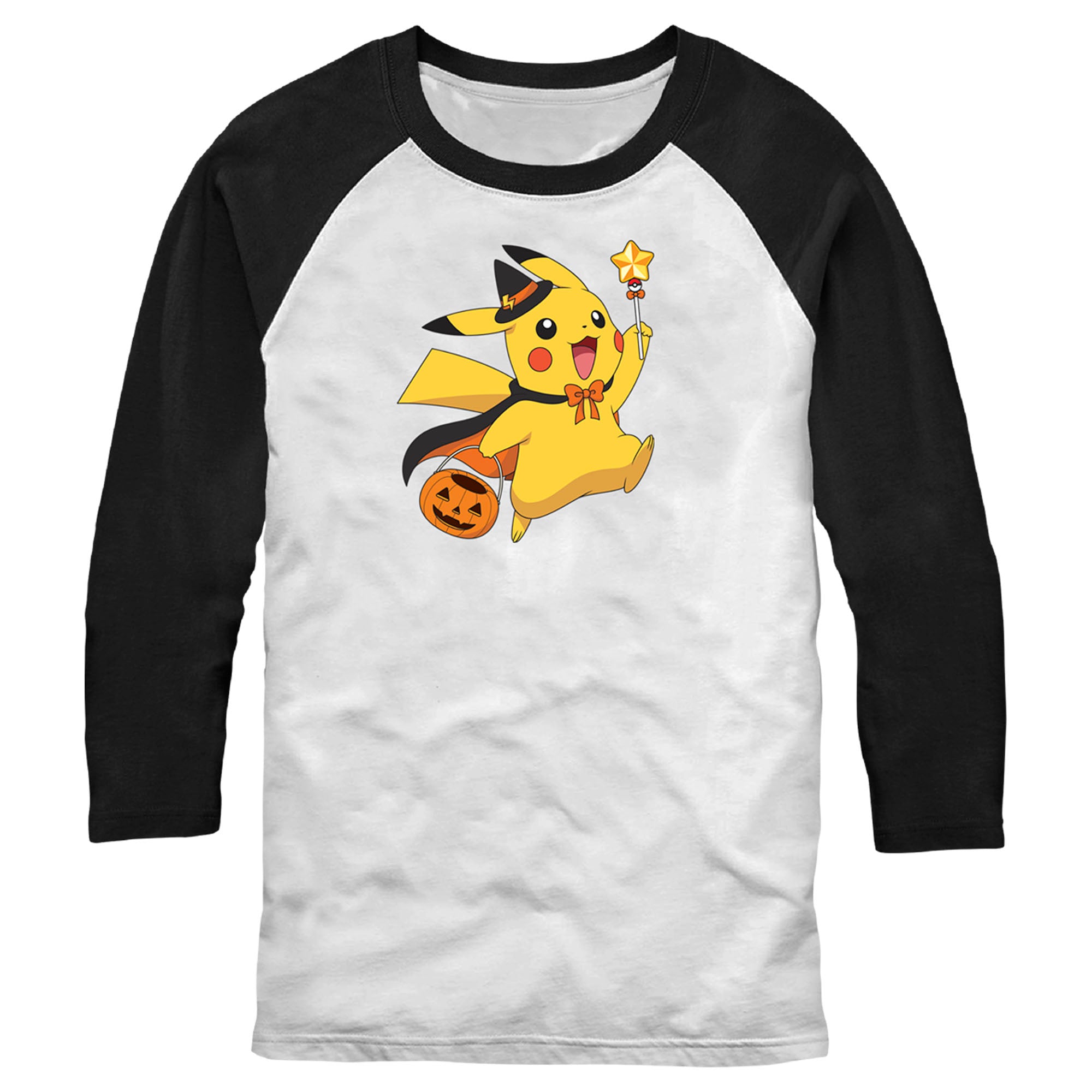 Men’S Pokemon Halloween Pikachu Wizard Baseball Tee