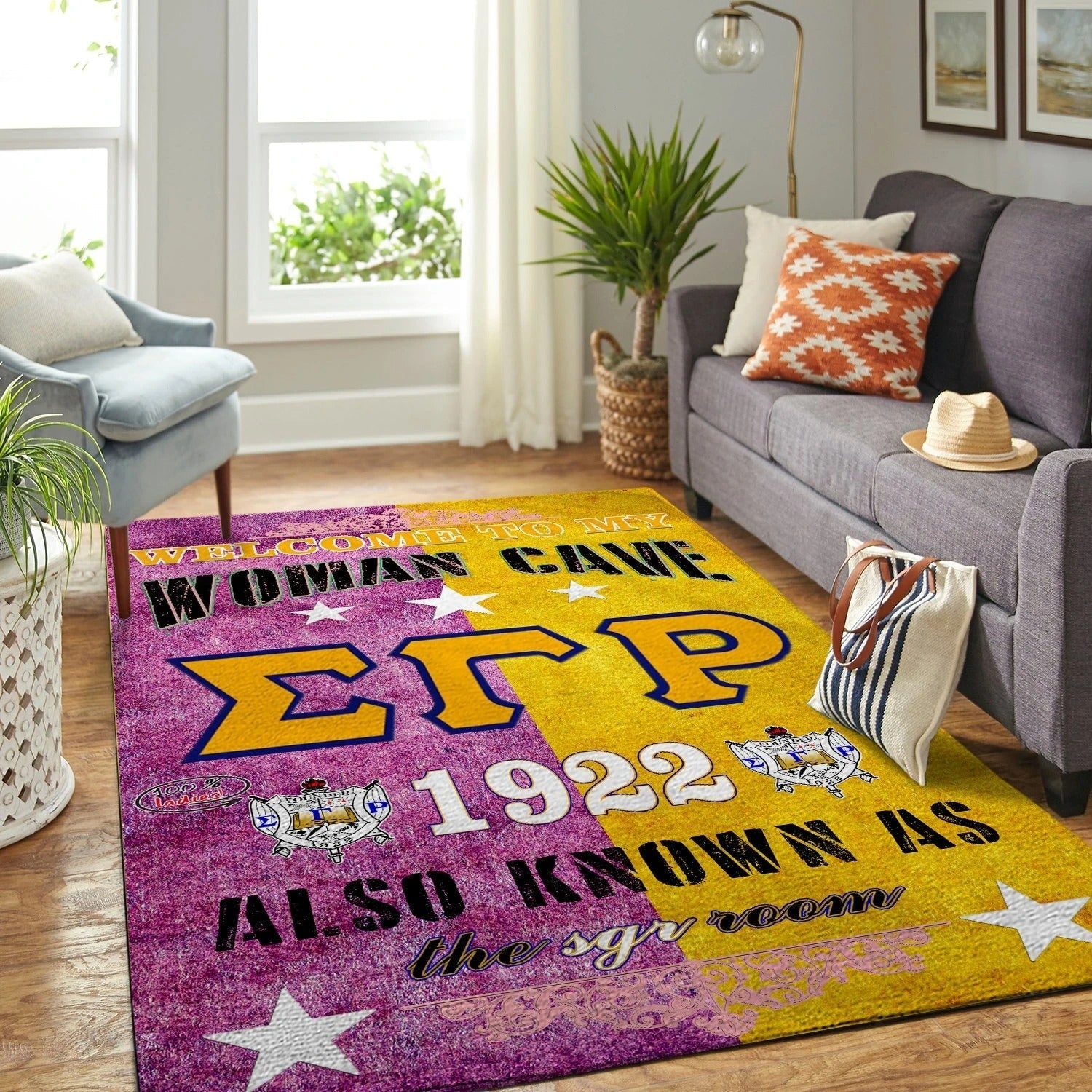 Wonderprint Area Rug Welcome To Woman Cave Sigma Gamma Rho Lt10