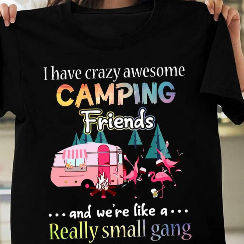 I Have A Crazy Awesome Camping Friends And We’Re Like A Really Small Gang Funny Flamingo Gift Standard/Premium T-Shirt