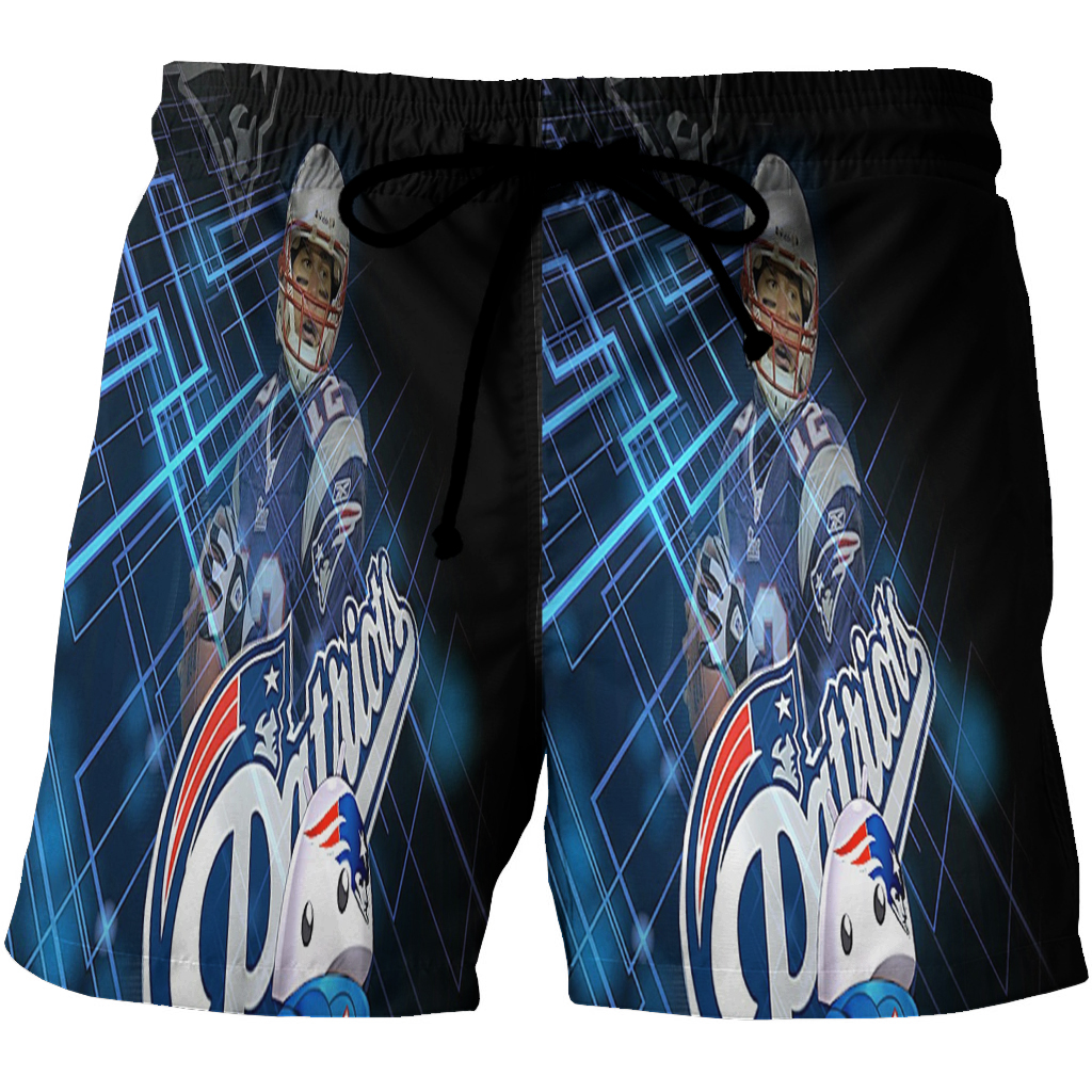 New England Patriots Tom Brady Blue Light 3D All Over Print Summer Beach Hawaiian Short