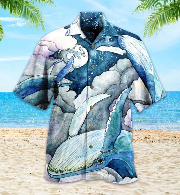 Whale Blue Hawaiian Shirt 3D Summer Gifts