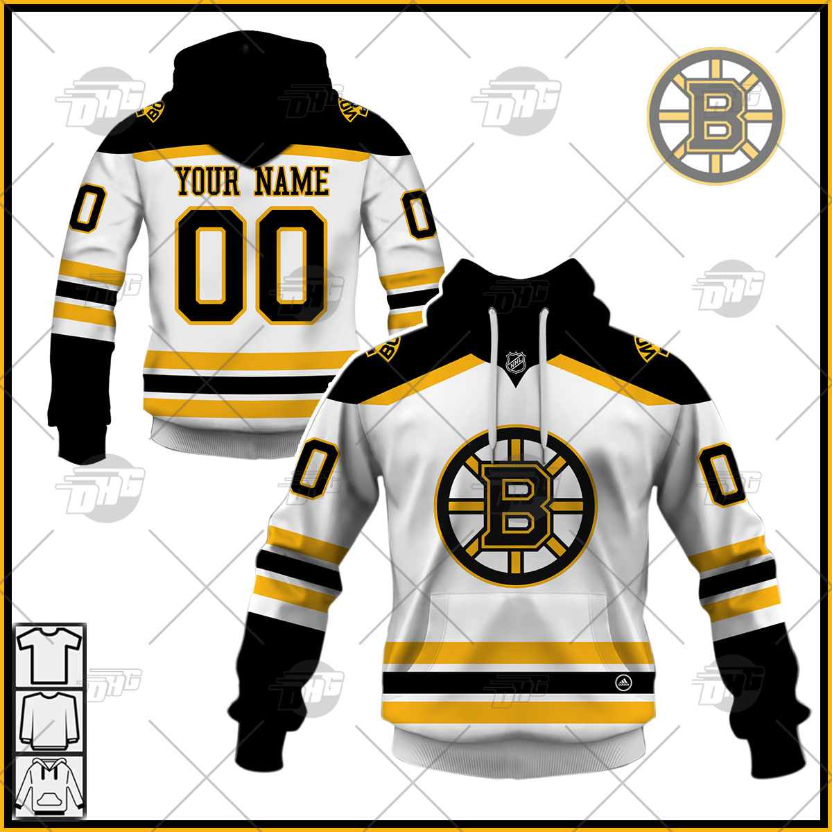 Personalized Mens Boston Bruins 2022 White Away Jersey Personalize Hoodie