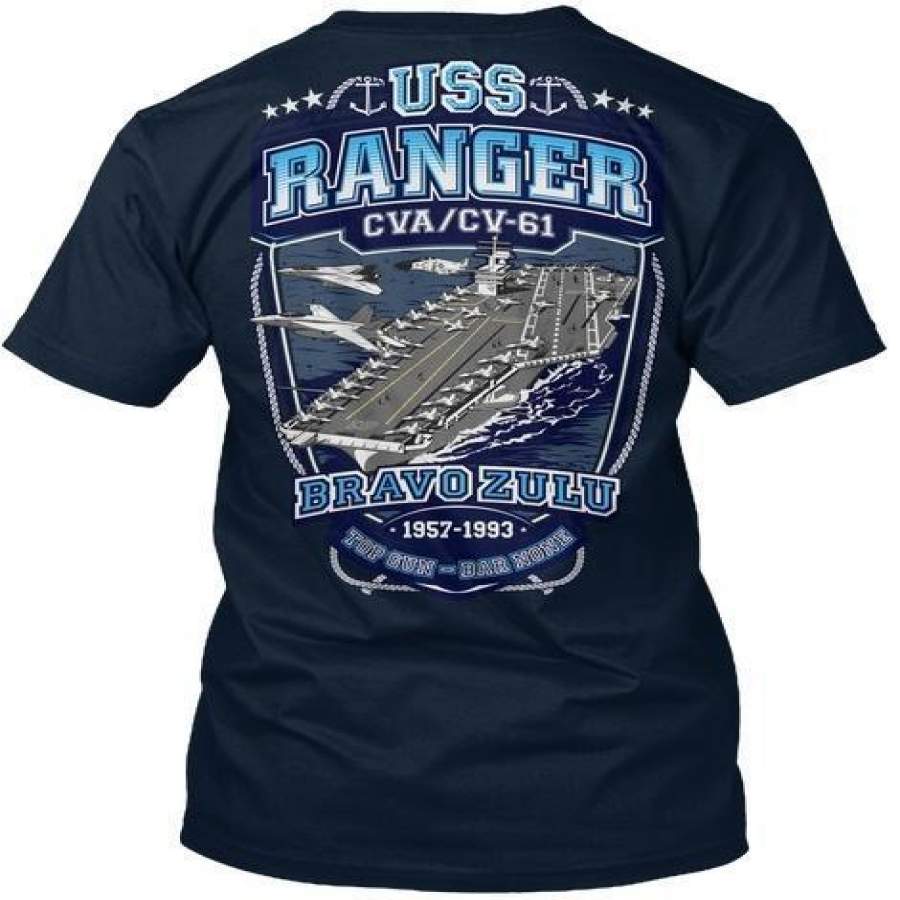 YPS Uss Ranger Cva/cv-61 Top Gun Bar None – Bravo Zulu 1957-1993 Premium Tee T-Shirt