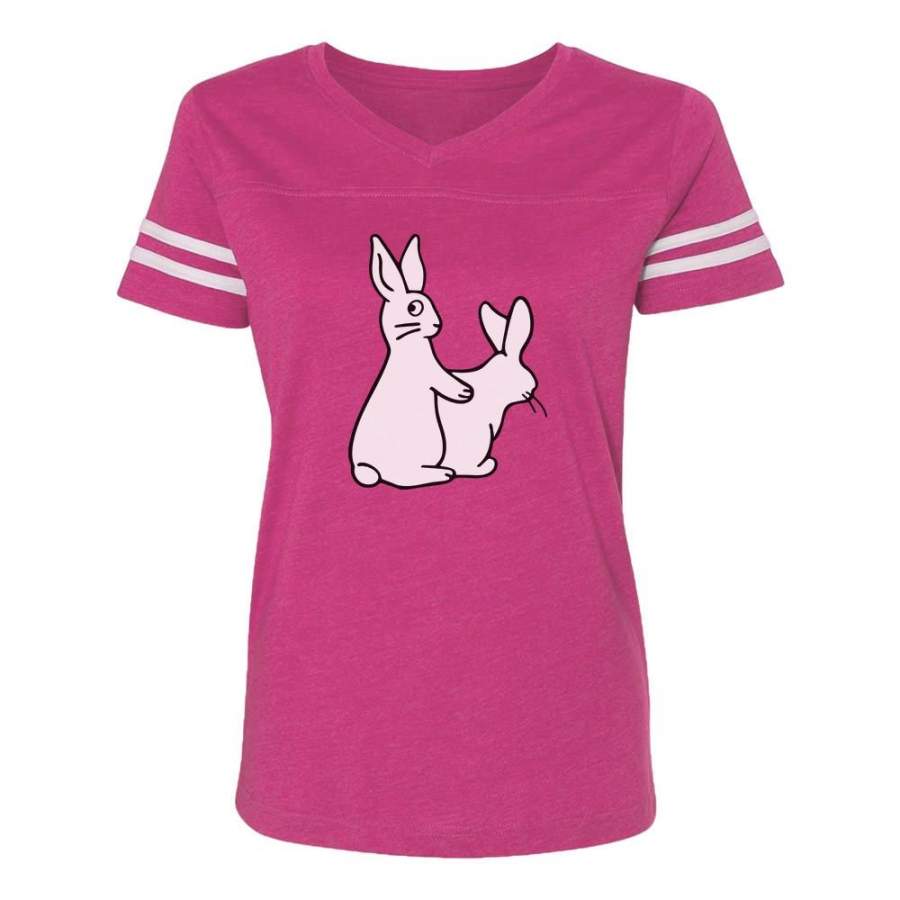 Rude Rabbits Funny Easter Humping Bunnies Women Football Jersey T-Shirt