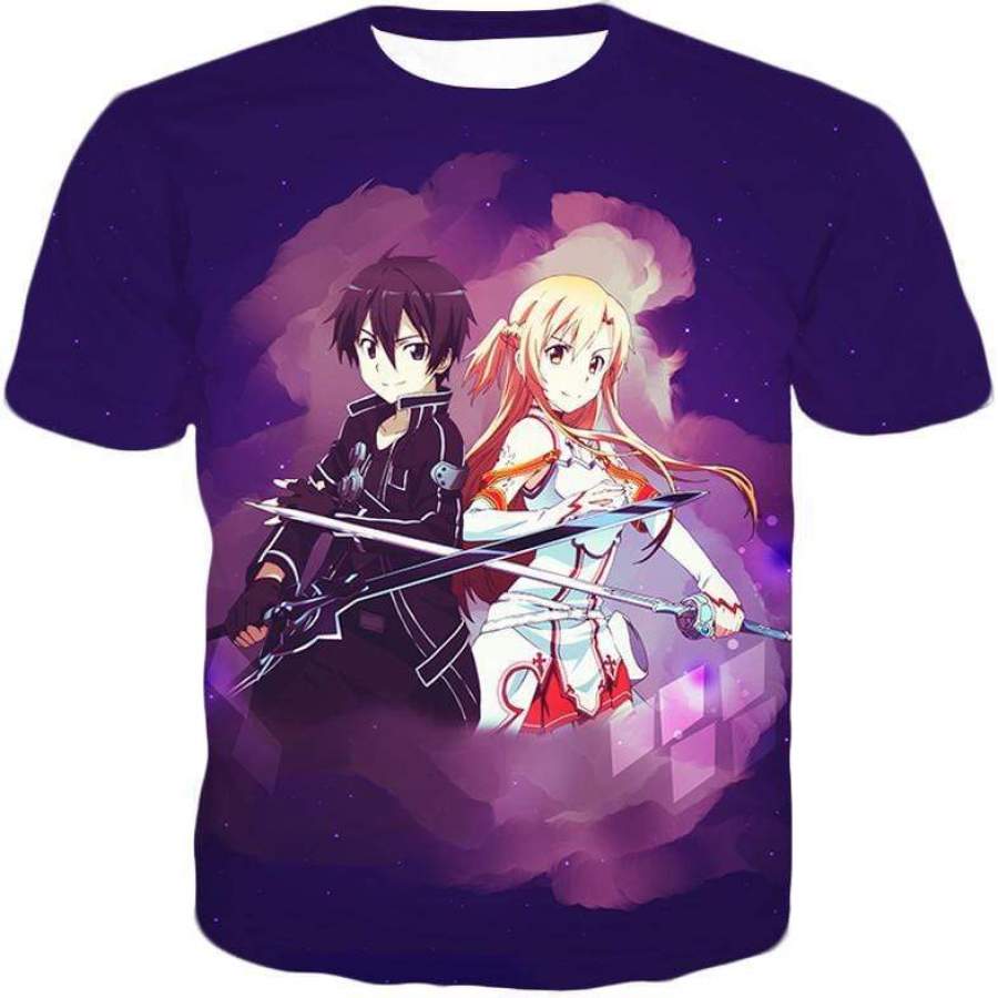 Sword Art Online Best Anime Couple Kirito and Asuna Cool Action Anime T-Shirt