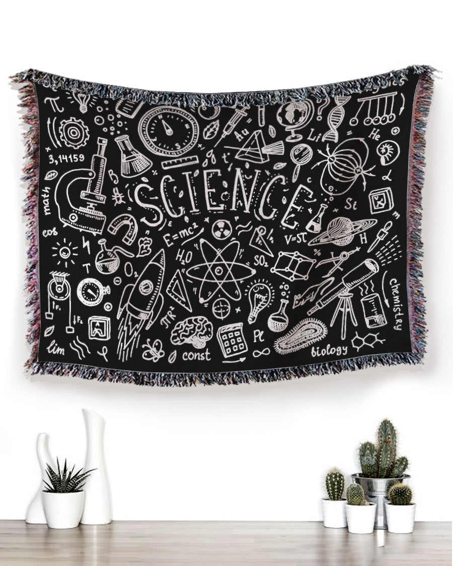 Woven Throw For Kids Birthday Gift, Science Chalkboard, Cotton Blanket